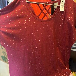 Lane Bryant Red Sequin Cut Out tee size 18/20